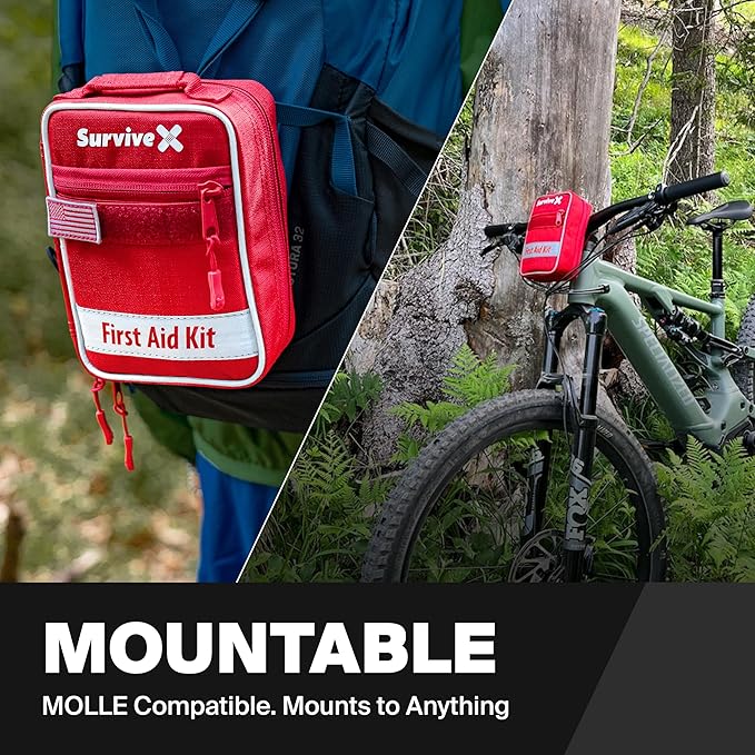 Small First Aid Kit for Car, Travel & Home - Emergency Kit for Hiking, Camping, Backpacking and Outdoors - Includes Zip Stitch Wound Closure Strips-StrideForce Fitness