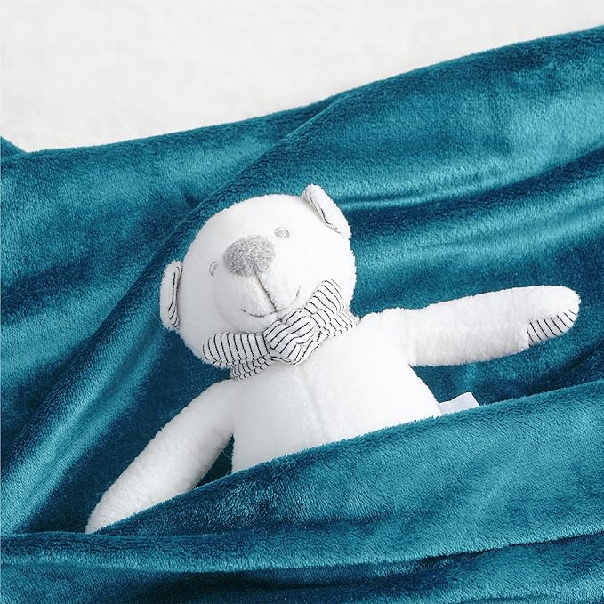 Bedsure Bedding Fleece Blanket for Girls and Boys - Soft Cozy Cute Small Throw Blankets for Travel, 43x55 Inches,Teal Blue-StrideForce Fitness