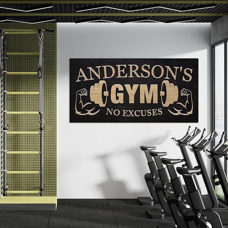 AWESOMETIK GYM Custom Sign Personalized Canvas Wall Decor with Custom Family Name Vintage, Custom Vintage GYM Room Decor, Entertainment Hall Living Room Lounge-StrideForce Fitness