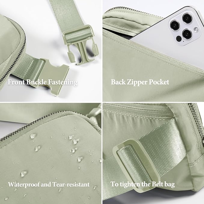 ODODOS Unisex Mini Belt Bag with Adjustable Strap Small Fanny Pack for Workout Running Traveling Hiking, Desert Sage-StrideForce Fitness