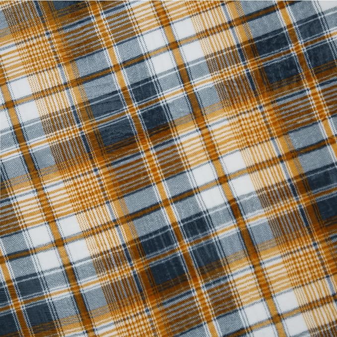 PU MEI Sherpa Blanket Queen Plaid Thick Bed Blanket, 80”*90” Super Soft Flannel Fuzzy Fleece Reversible Velvet Plush Warm Blanket for Couch (Blue Yellow Check)-StrideForce Fitness