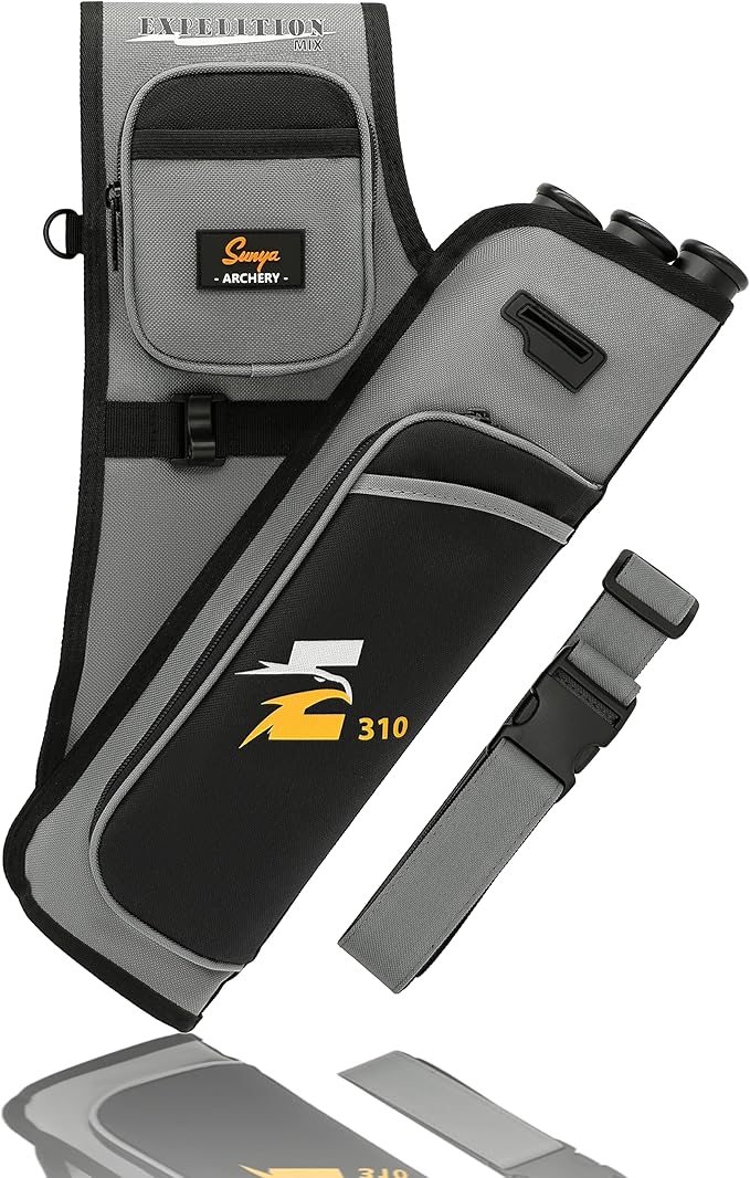SUNYA Archery Hip Quiver for Arrows. Includes 3 Tubes Arrow Holder, Accessories Pockets and Waist Belt. Fit for Compound and Recurve Bow Practice.-StrideForce Fitness