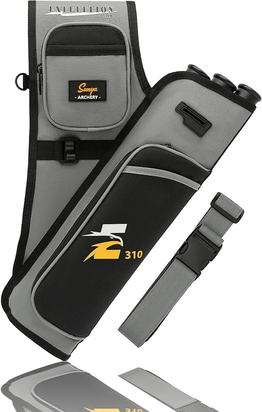 SUNYA Archery Hip Quiver for Arrows. Includes 3 Tubes Arrow Holder, Accessories Pockets and Waist Belt. Fit for Compound and Recurve Bow Practice.-StrideForce Fitness
