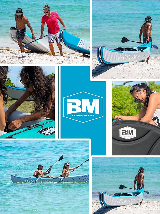 BEYOND MARINA Inflatable Kayak 1 & 2 & 3 Person Adult- Full Drop Stitch Kayak with Aluminum Paddles, Seats, Footrests, Pump, Fins-StrideForce Fitness