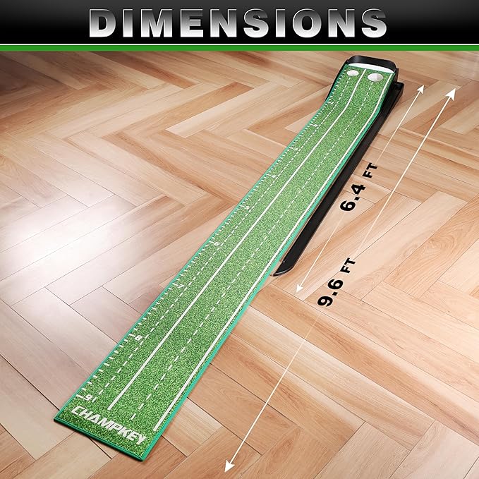 CHAMPKEY Dual-Hole Golf Putting Green Indoor with 3 Golf Putting Gates - Improves Putting Accuracy and Skill Levels Golf Putting Mat - Ideal for Indoor and Outdoor Training-StrideForce Fitness