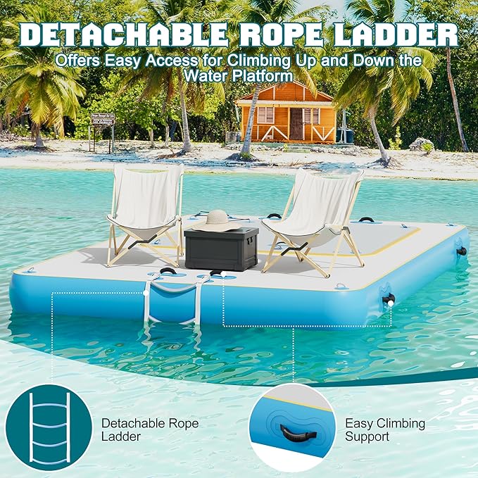 Specraft Inflatable Floating Dock, Non-Slip Air Dock Platform loating Island Raft with Rope Ladder for Pool Lake Beach Ocean-StrideForce Fitness
