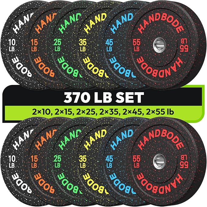 2-Inch Bumper Plates High Bounce, Olympic Weight Plate Set 45/100/160/190/260/300lb, Barbell Weight Plates Set for Home Gym, Colored Weights Rubber Strength Training Plate for Weight Lifting-StrideForce Fitness
