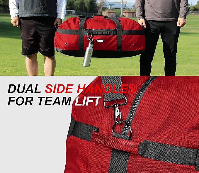 Fitdom 132L 36" Heavy Duty Extra Large Sports Gym Equipment Travel Duffel Bag W/Adjustable Shoulder & Compression Straps. Perfect for Soccer Baseball Basketball Hockey Football Team Coaches & More-StrideForce Fitness