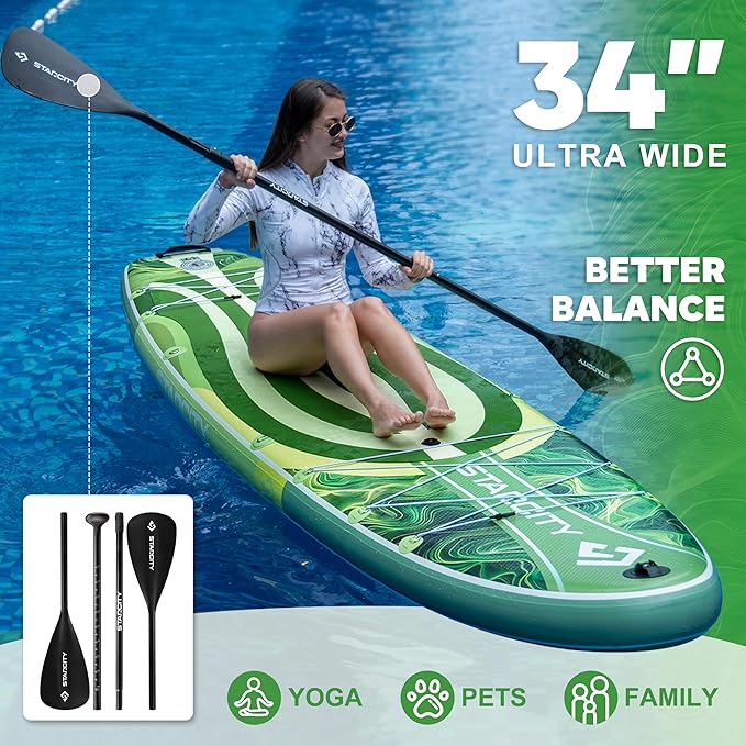 Starcity 11'6"*34"*6" Stand Up Paddle Board,Inflatable Paddle Boards for Adults w/a Simple and Non Slip Design, Moderate Length and Easy Operation, Suitable for Adults.-StrideForce Fitness