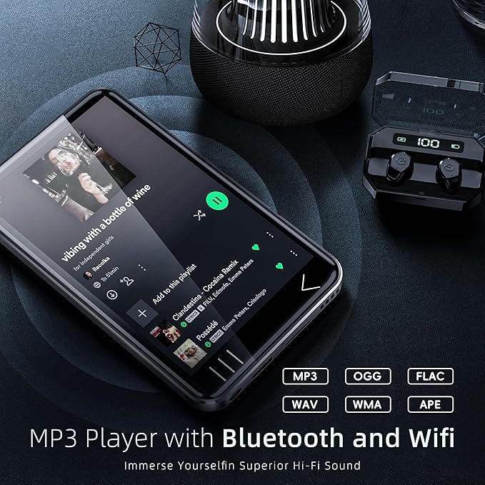 MP3 Player with Bluetooth and WiFi, Music Player with Camera Spotify Pandora,Amazon Music, 4" Touch Screen Android MP4 Player with Speaker 144GB MP4 & MP3 Player for Travel Sport-StrideForce Fitness