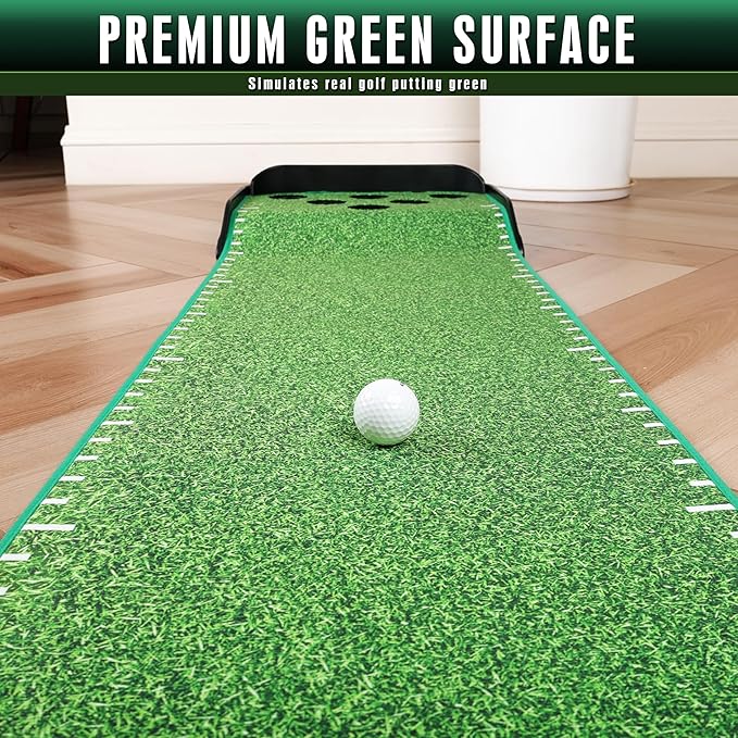 CHAMPKEY Golf Putting Green Indoor - Advanced Guides Golf Putting Mat - Enhance Putting Accuracy and Challenge-StrideForce Fitness