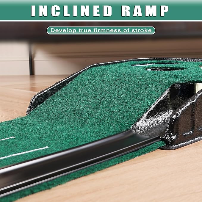 CHAMPKEY Golf Putting Green Indoor - Advanced Guides Golf Putting Mat - Enhance Putting Accuracy and Challenge-StrideForce Fitness