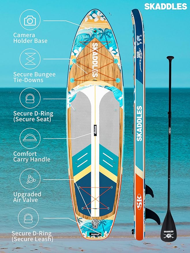 11' Inflatable Stand Up Paddle Board – Extra Wide SUP for Adults & Kids of All Skill Levels, Stable Paddleboard with Pump, Fins, Backpack, Accessories & Waterproof Phone Pouch-StrideForce Fitness