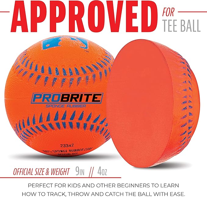 Franklin Sports - Pro Brite - Neon Rubber Teeball - MLB - Youth Tball - Baseball + Softball - Indoor & Outdoor Use-StrideForce Fitness