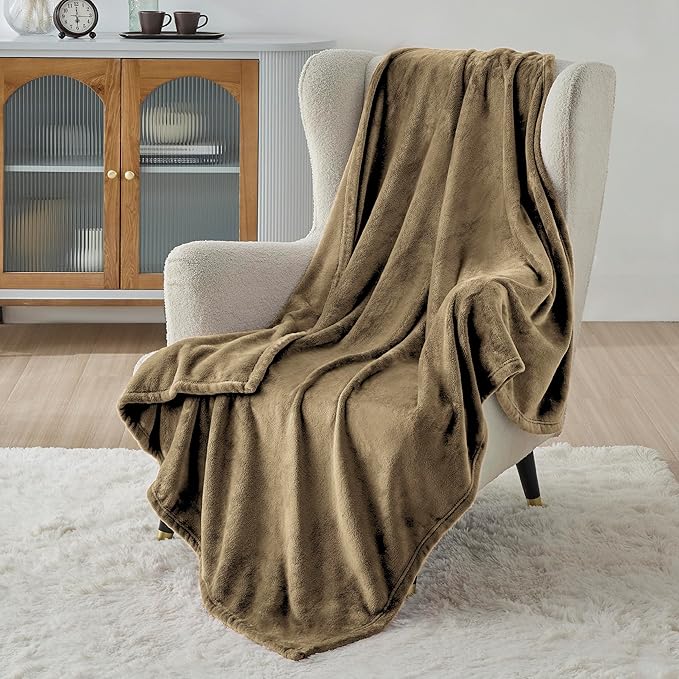 Bedsure Fleece Throw XL Blanket Camel - 300GSM Soft Lightweight Plush Cozy Blankets for Bed, Sofa, Couch, Travel, Camping, 50x70 inches-StrideForce Fitness