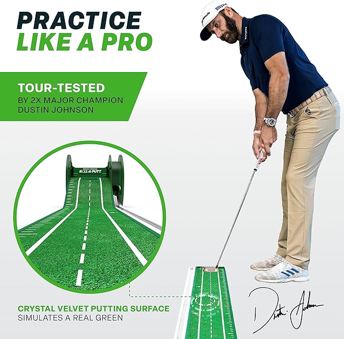 Perfect Practice Golf Putting Mat - Portable Putting Green, Indoor & Outdoor Practice, with Ball Return - Golf Training Aid for Home, Office, Backyard - Golfing Gifts for Men-StrideForce Fitness