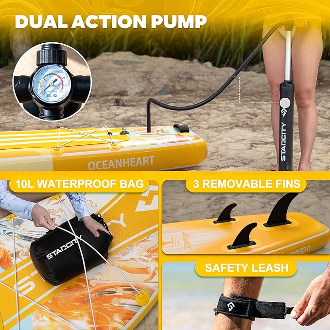 Starcity 11'6"*34"*6" Stand Up Paddle Board,Inflatable Paddle Boards for Adults w/a Simple and Non Slip Design, Moderate Length and Easy Operation, Suitable for Adults.-StrideForce Fitness