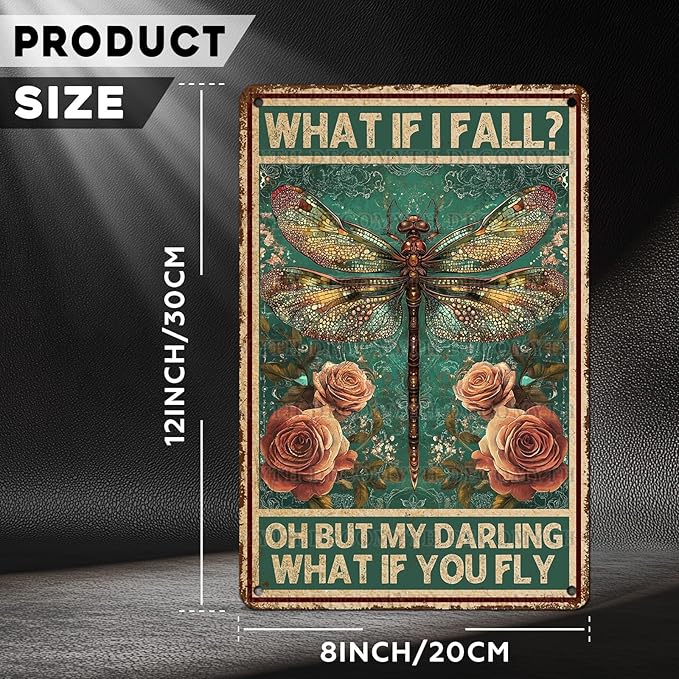 Vintage Tin Sign What If You Fly Tin Sign Metal Wall Decor for Home Office Kitchen Bar Cafe Garden Wall Decor 12 * 8inch-StrideForce Fitness