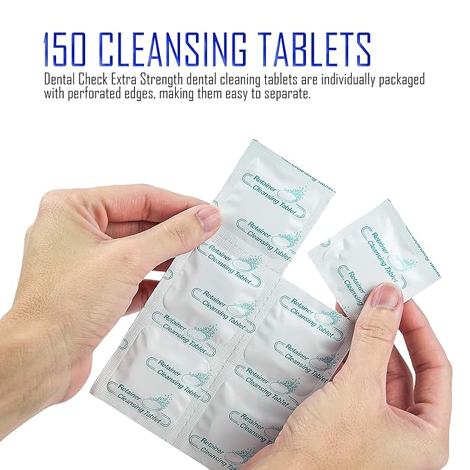Retainer and Denture Cleaner 150 Tablets, 5 Month Supply Cleaning Tablets Denture Cleaners Remove Bad Odors, Plaque, Stains From Night Guards, Mouth Guards, Dental Appliance