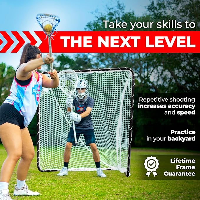 Velocity - Lacrosse Goal - Portable Steel Frame with Black Net, Perfect for Youth and Adult Training, Backyard Design-StrideForce Fitness