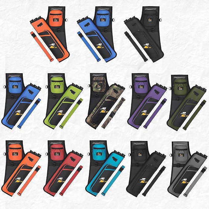 SUNYA Archery Hip Quiver for Arrows. Includes 3 Tubes Arrow Holder, Accessories Pockets and Waist Belt. Fit for Compound and Recurve Bow Practice.-StrideForce Fitness