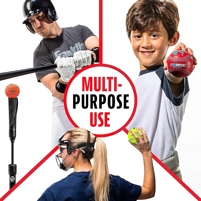 Franklin Sports - Pro Brite - Neon Rubber Teeball - MLB - Youth Tball - Baseball + Softball - Indoor & Outdoor Use-StrideForce Fitness