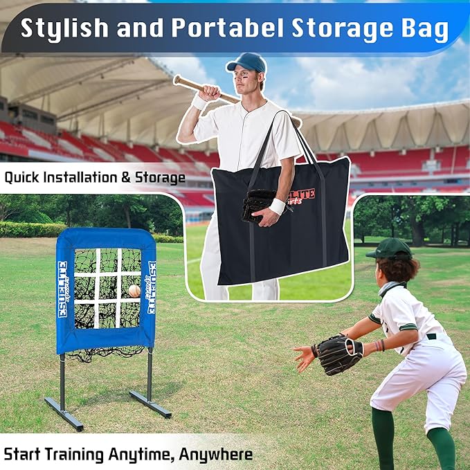 9 Hole Pitching Net with Strike Zone, Baseball Pitching Target, Softball Pitching Net, Portable Pitcher Training Equipment Height Adjustable-StrideForce Fitness