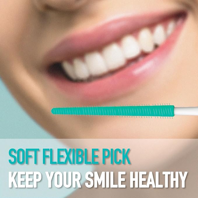 Dr. Emma Dental Picks Narrow Space Mint Soft Rubberized Tooth Picks Tight Floss Pick Easy to Use Brush Picks for Teeth Cleaning and Gum Health 100Ct/Pack, 4 Pack(400Ct)