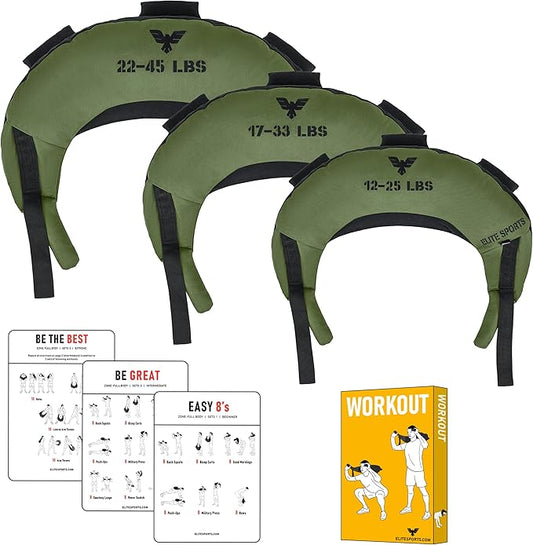 Elite Sports Bulgarian Canvas Bag, Fitness Canvas MMA Gym Cross Workout Training Sandbag 17, 25, 33, 45 lbs (UNFILLED)-StrideForce Fitness