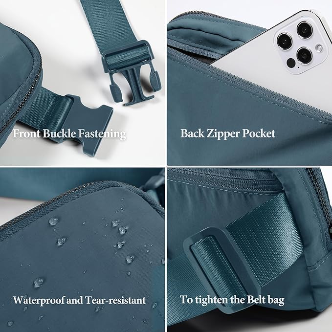 ODODOS Unisex Mini Belt Bag with Adjustable Strap Small Fanny Pack for Workout Running Traveling Hiking, Blue-StrideForce Fitness