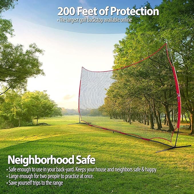 20x10ft Sports Net | 200 SQ feet of Protection | Multi Sport Netting Barrier, Sports Net, Baseball Netting Backstop | Perfect for Golf, Baseball, Basketball, Soccer, Lacrosse, Hockey-StrideForce Fitness