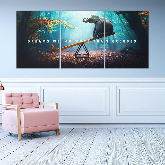 Yetaryy Motivational Poster Inspirational Wall Art 3 Pieces Canvas Painting Lion Artwork for Living Room Office Modern Home Decor Prints Pictures Wall Decor Framed Ready to Hang [72''Wx 36''H]-StrideForce Fitness