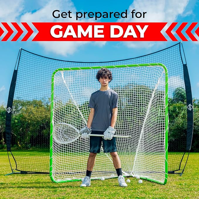 Velocity - Lacrosse Goal - Portable Steel Frame with Black Net, Perfect for Youth and Adult Training, Backyard Design-StrideForce Fitness