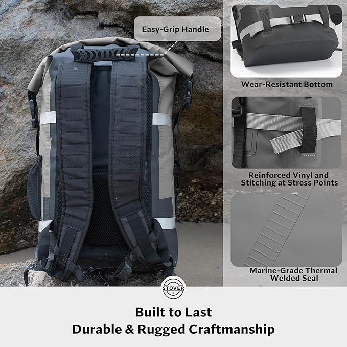 STOVER 5/10/25/30/40/55L Waterproof Backpack- Floating Dry Bag for Kayaking, Travel, Beach, Hiking, & Camping, Men/Women-StrideForce Fitness
