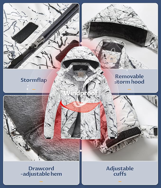 CREATMO US Men's Mountain Waterproof Ski Jacket - Windproof Snowboarding Warm Winter Coat Raincoat-StrideForce Fitness