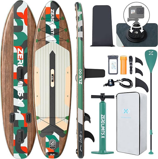 ZLX Inflatable Stand Up Paddle Board, 10'6" SUP Non-Slip Stable Deck Pad, Unique Center Fin, Premium Accessories, Portable Paddleboard for Adults, Beginners, All Skill Levels-StrideForce Fitness