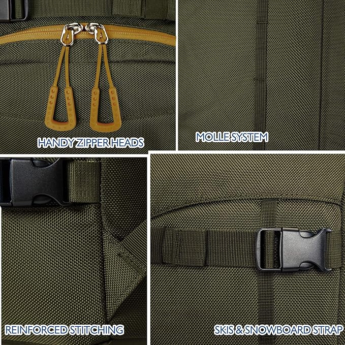 Unigear Ski Boot Backpack, 50L Travel Pack for Helmet, Goggles, Gloves, Skis, Snowboard & Accessories (Olive Green)-StrideForce Fitness