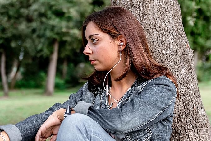 LUDOS Clamor Wired Earbuds in-Ear Headphones, 5 Years Warranty, Earphones with Microphone, Noise Isolating Ear Buds, Memory Foam for iPhone, Samsung, School Students, Kids, Women, Small Ears - Pink-StrideForce Fitness