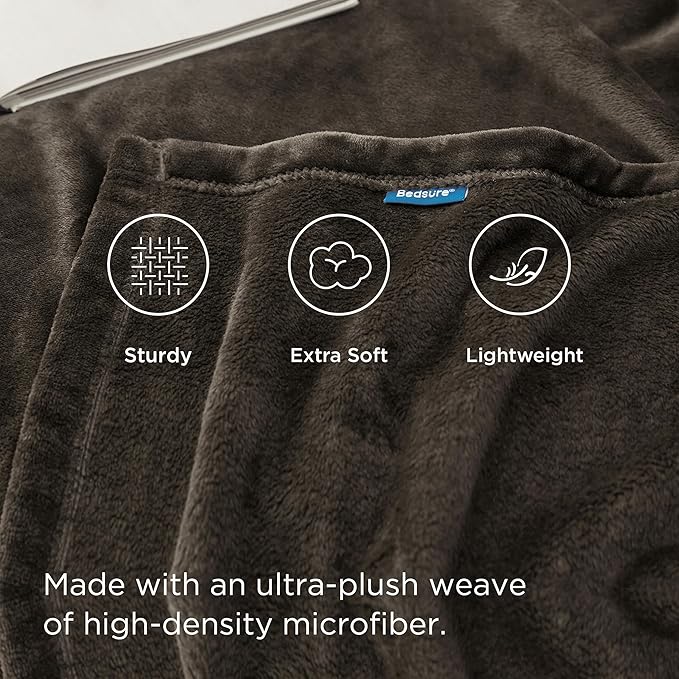Bedsure Fleece Throw Blanket Brown - 300GSM Blankets for Couch, Sofa, Bed, Soft Lightweight Plush Cozy Throws for Toddlers, 50x60 inches-StrideForce Fitness