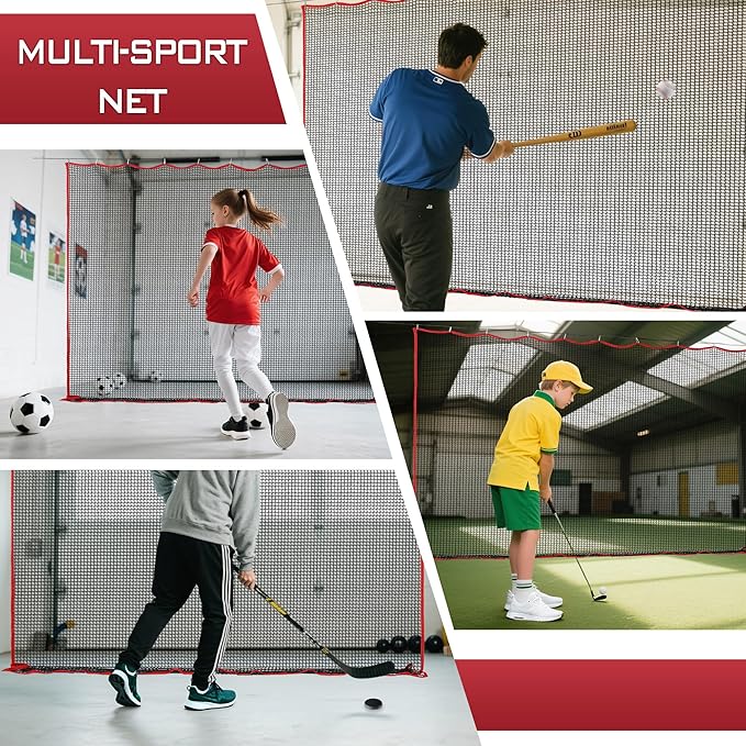 Golf Netting, 10ft, 15ft, 20ft Sports Netting - Heavy Duty High Impact Multi-Sport Practice Net for Golf, Baseball, Soccer, Hockey, Lacrosse, Backyard Driving & Training Barrier-StrideForce Fitness