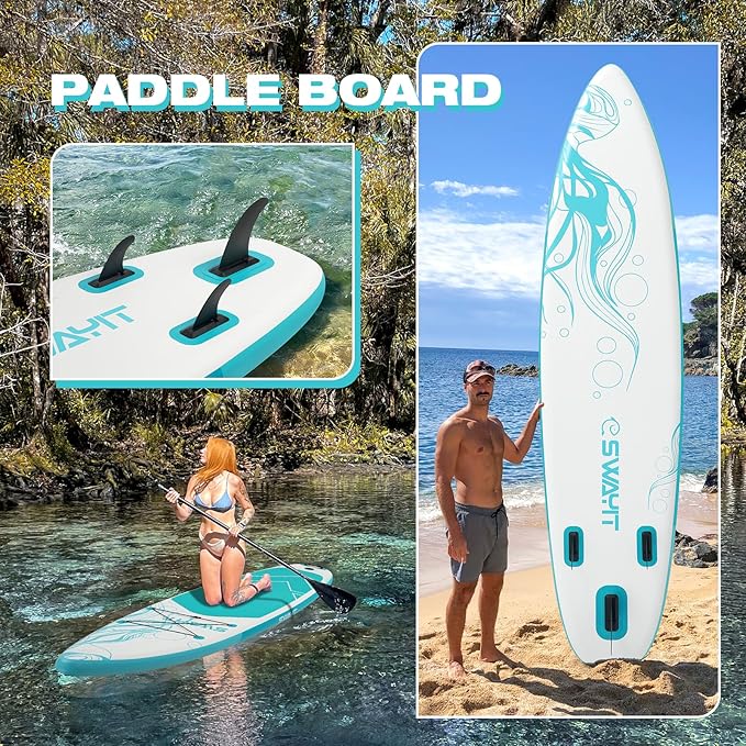 Inflatable Stand Up Paddle Board – Durable SUP for Adults & Youth,33" Wide Blow Up Paddle Board with Paddle, Pump, Backpack,Leash – All Around Stable for All Skill Levels, Carries up to 450 lbs-StrideForce Fitness