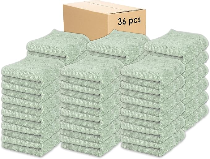 Kaufman - Premium Hand Towels Set for Bathroom, Spa, Gym, and Face Towel 100% Cotton Ring Spun, Ultra Soft Feel and Highly Absorbent Towels (SAGE Green, 36-PK)-StrideForce Fitness