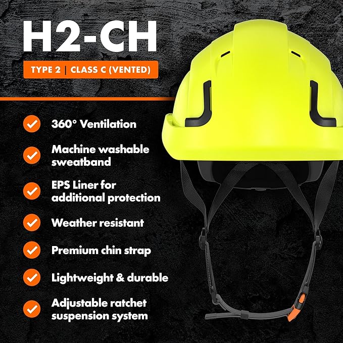 Defender Safety H2 Safety Helmet Hard Hat, Type 2 Class C and E, ANSI Z89.1 and EN 12492 Rated-StrideForce Fitness