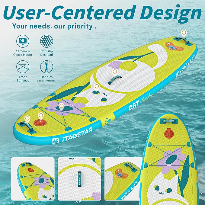 Joy 8'×29"/11'×35" Inflatable Paddle Board for Kids, One-Stop Premium SUP Accessories, Stand Up Paddle Board for More Balance, Tailored Fins for More Fun-StrideForce Fitness