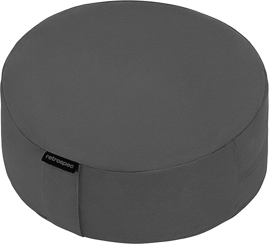 Retrospec Sedona Zafu Meditation Cushion Filled w/Buckwheat Hulls - Yoga Pillow for Meditation Practices - Machine Washable 100% Cotton Cover & Durable Carry Handle, Round-StrideForce Fitness