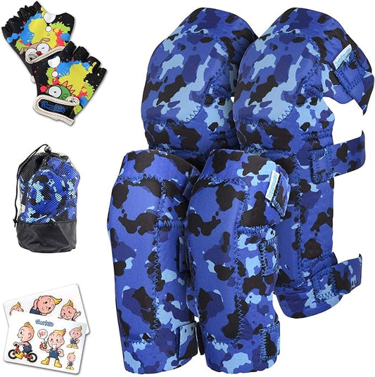 Soft-Style Kids Knee and Elbow Pads with Bike Gloves, Flexible Impact-Resistant Gear for Ages 2-11, Designed for Balance Bikes, Roller-Skating, and Skateboarding-StrideForce Fitness