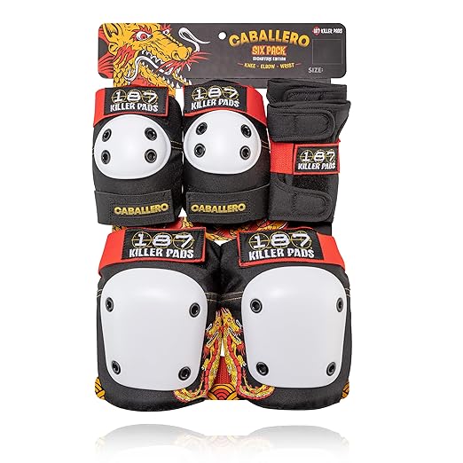 187 KILLER PADS Six Pack Pad Set, Elbow Pads, Knee Pads, and Wrist Guards - Ideal for Skateboarding, Roller Skating, and Inline Skating-StrideForce Fitness