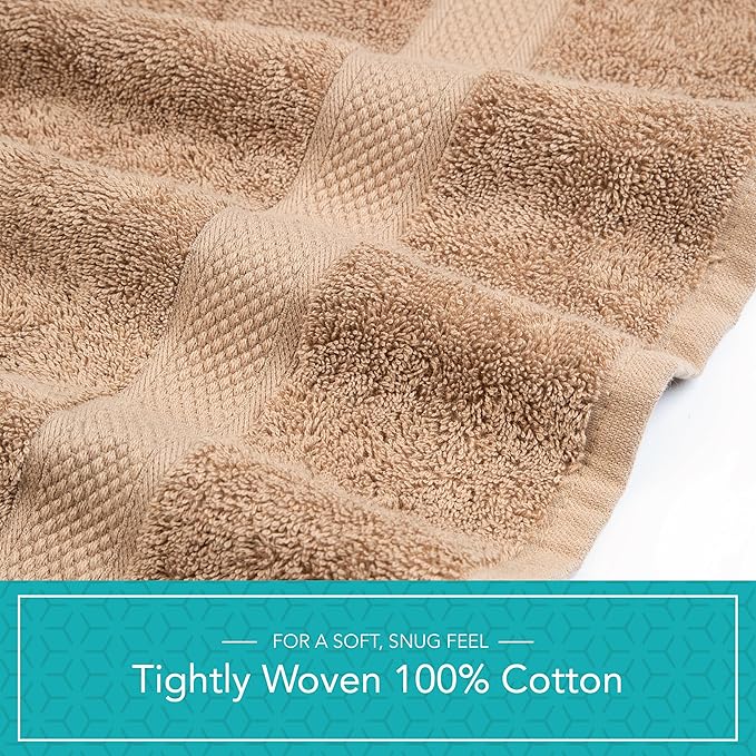 Pleasant Home Bath Towels Set of 6 (24” x 50”) 100% Cotton, 515 GSM | Lightweight, Soft & Absorbent Luxury Towels for Bathroom | for Gym, Pool & Spa | 6 Pack, Mocha-StrideForce Fitness
