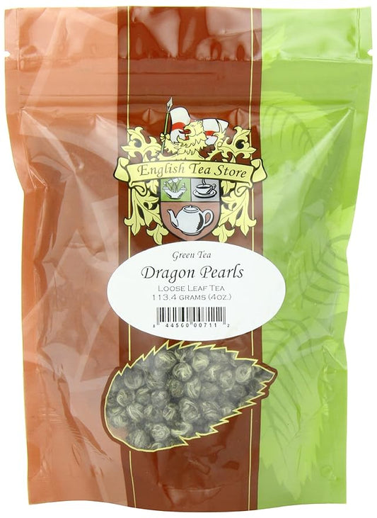 Dragon Pearls Green Tea Pouches | Loose Leaf Hand Rolled - 4oz | Spring Harvest from Fujian China | Floral Aroma | Steamed Green Tea | Whole Leaf Pearl Style Tea-StrideForce Fitness