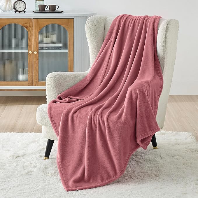 Bedsure Fleece Blankets Twin Size Rose Pink - 300GSM Lightweight Plush Fuzzy Cozy Soft Blanket for Bed, Sofa, Couch, Travel, Camping, 60x80 inches-StrideForce Fitness